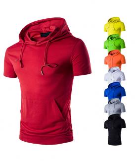sport style colours short sleeve hoodie for men