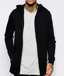streetwear long sleeve zipper hoodie for men