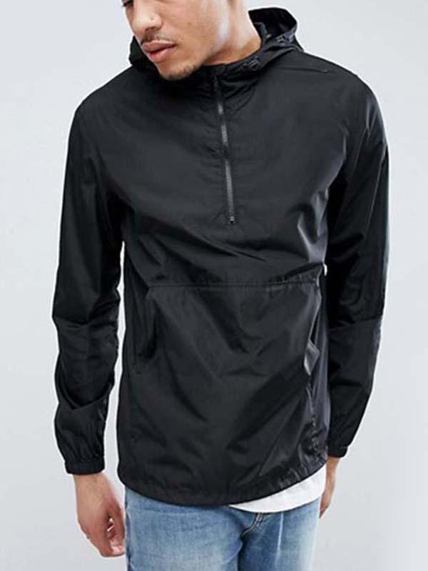 100% polyester half zipper jacket