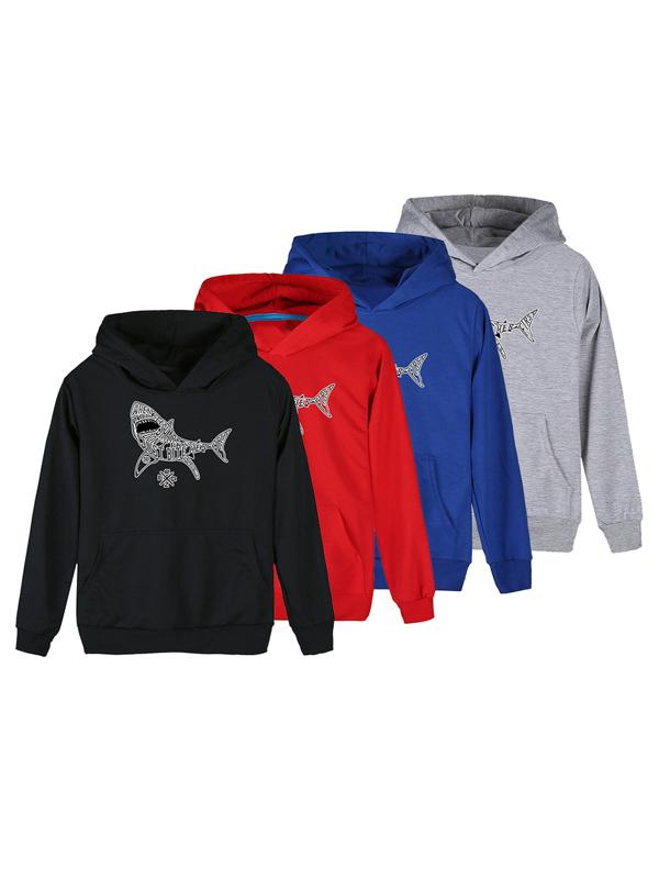 printed shark logo hoodie